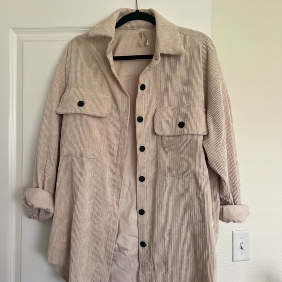 Elli White/Cream Shacket Size Small Oversized Shirt/Dress Fall/Winter - Picture 2 of 2